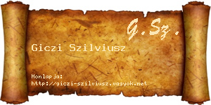 Giczi Szilviusz névjegykártya